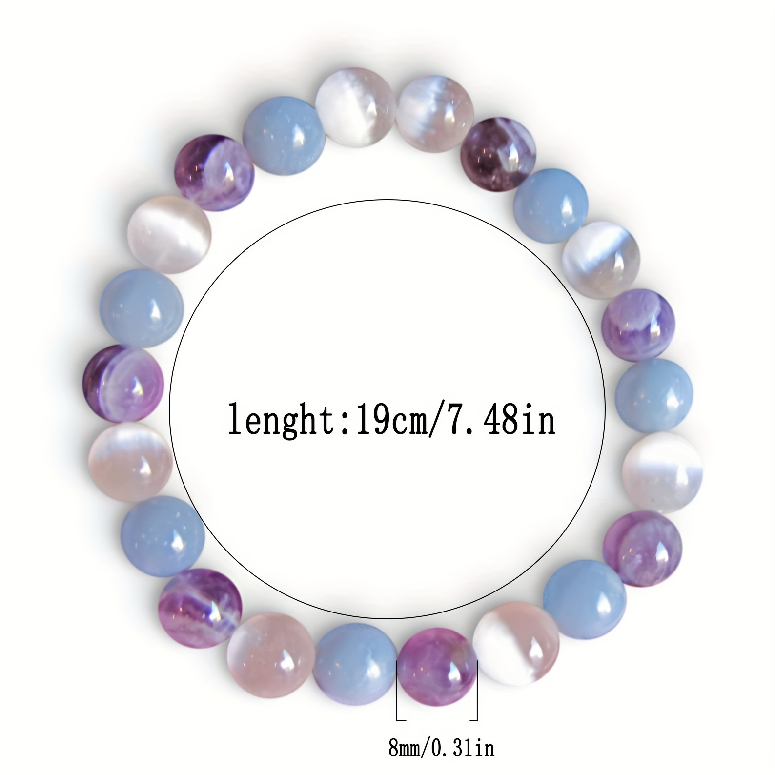 Handmade Angelite & Amethyst Beaded Bracelet, Elegant Gift